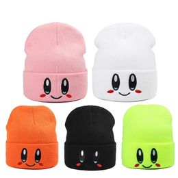 2021 New Women's Hat Cute Face Embroidery Knitted Hat Outdoor Warm Hat Soft Men's Cap Beanie Cap Skull Cap Multicolor Wholesale