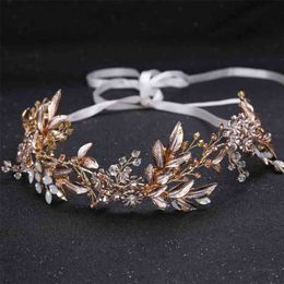 Wedding Hair Accessories Gold Headband For Woman Bride Flowers Head Band Ornament Vintage Bridal Headpieces Tiaras And Headdress 210707