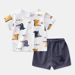 Clothing Sets ZWF862 Boys Girls Cartoon Clothes Outfit Suit Cute Children Summer Cotton 3-14 Years Kids T-Shrit+Shorts