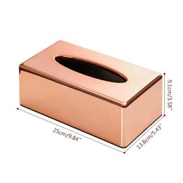 Tissue Boxes & Napkins Elegant Rose Gold Rectangle Napkin Paper Rack Box Towel Container Holder Home Office Car