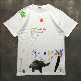 Novelty Men VETEMENTS Elephant T Shirts T-Shirt Hip Hop Skateboard Street Cotton T-Shirts Tee Top kenye S-XXL #K17 210706