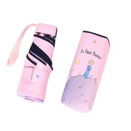 LISM Cartoon Little Prince Umbrella Rain Women Folding Umbrellas Female Sunny Parasol Lovely Paraguas Mini Pocket Umbrella 210401