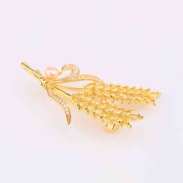 2021 Fashion Double Wheat Ear Brooch 18k Real Gold Light Water Drop High-grade Pin for All Kinds of Clothes