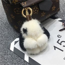 Natural Mink Girl Real 8cm Keychain Key Chain Fur Bunny Backpack Small Rabbit Hare Pea Mobile