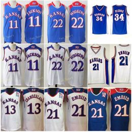 Kansas Jay Wilt Chamberlain Jersey 13 Men College Joel Embiid 21 Paul Pierce 34 Andrew Wiggins 22 Josh Jackson 11 Blue White