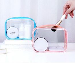 5pcs Cosmetic Bags Women PVC Transparent Waterproof Plain Candy Edage Square Travel Storage Bag