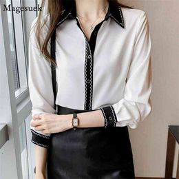 Long Sleeve Chiffon Blouse Shirt Women Button Office Lady White Shirts s Spring Summer Loose Casual Tops 12858 210512