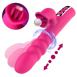Massage Telescopic Swinging Dildo Vibrator Clitoral Tongue Licking Massager G-spot Vagina Stimulator Sex Machine Adult Toys for Couple