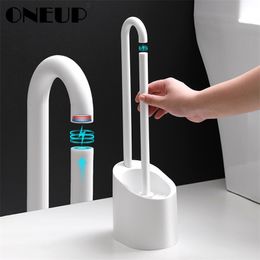 ONEUP Bathroom Magnetic Cleaning Brush PP Plastic Bathroom Accessories Set Home Long Handle Shower Room Portable Toilet Brush 210329