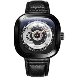 Marca de luxo homens relógio mecânico liga pin fivela de aço inoxidável relógio tourbillon moda tendência de couro quadrado relógio masculino q0902