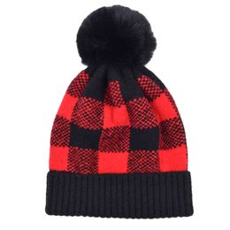 Waffle Christmas beanie hat detachable pom beani ball beani black cuff warm knitted hat