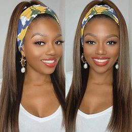 20-30Headband Wig Synthetic Ombre Blonde Straight Synthetic Headband Wig for Black Women Glueless None Lace Front Headband Wigfactory di