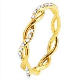 Hot Selling Simple Diamond Twist Ring Ladies Copper Diamond Twisted Bridal Ring Wedding Jewellery Rings G1125