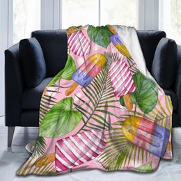 Blankets Flannel Blanket Summer Tropical Elements Light Thin Mechanical Wash Warm Soft Throw On Sofa Bed Travel Patchwork