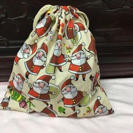 Storage Bags 1pc Cotton Drawstring Christmas Theme Bag Clothing Toy Sorted Party Gift Santa Claus YI 0119a