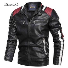 DIMUSI Winter Mens Faux Leather Jackets Casual Mens Fleece Warm Motorcycle PU Jacket Biker Leather Windbreaker Coats Clothing Y1122