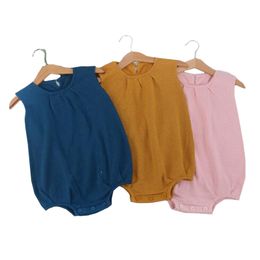 Girls Knitting born Girl Clothes Fashion Knitted Baby Overalls Autumn Sweater Boys Sleeveless Romper 210417