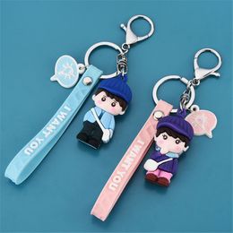 10Pieces/Lot New Anime Student Couple Doll Key Chain Bag Accessories Car Key Cartoon Pendant Accessories Party Fashion Gift