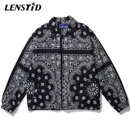 LENSTID Mens Wear Hip Hop Bandana Paisley Pattern Bomber Jackets Windbreaker Harajuku Streetwear Autumn Casual Coats Tops 210819