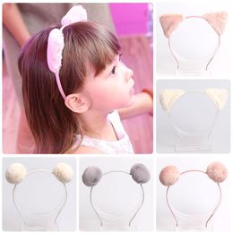 Cute Cat Ears Head Bands Fashion HairBezel Balls Plush Hair sticks Headband Women Girls Hairhoop Birthday Party Accessories TS1101