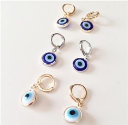 Charm Evil Eye Vintage Lucky Turkish Earring For Men Women Rainbow Enamel Crystal Round Party Wedding Couple Jewelry Accessories
