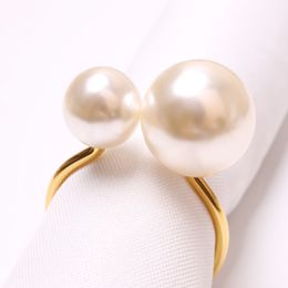 Plastic Pearls Napkin Ring Napkins buckle Wrap Serviette Holder For Wedding Banquet Party Table Home Decoration