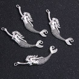 18 * 60mm Forntida metall Zinc Alloy Mermaid Charms Fit Smycken Animal Pendant Charms Makings 1PC