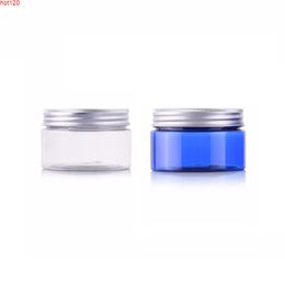 50pcs/lot 100g clear skin care cream PET jars with Aluminium cap,cosmetic box containers wide mouth bottle sealed tin cansgood qty