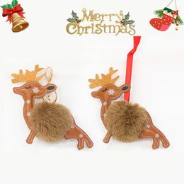 Christmas tree decoration new year red string gift ornaments 8CM imitation rex rabbit fur ball pompom christmas elk pendant