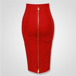 12 Colours Plus Size XL XXL Sexy Solid Zipper Orange Blue Black Bandage Skirt Women Elastic Bodycon Summer Pencil Skirt 58cm 210401