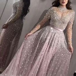 Womens Casual Dresses Women Lady Elegant Formal Evening Party Mesh Long Sleeve High Waist Sequins Shiny Wedding Party Dress Female Clothing Clothes