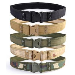 Army Style Combat Belts Quick Release Tactical Belt Fashion Men Canvas Waistband Outdoor Hunting 5Colors Optional 140cm Elbow & Knee Pads