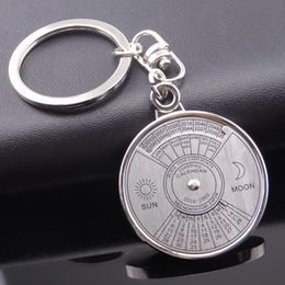 10Pieces/Lot Silver Colour 50 Years Super Perpetual Calendar Key Chains Rings Astrology Keychains Car Bag Pendant Keyring Holder Gift Jewelr