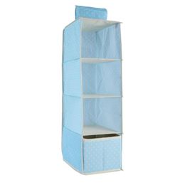 blue storage boxes UK - Storage Boxes & Bins 4 Layers Hanging Closet Organizer Foldable Non-woven Shelves With 1 Drawer 25x18x59cm (Blue Dot)