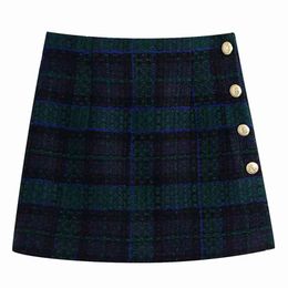 Sweet Girls Dark Green High Waist Skirt Spring Ladies Vintage England Style s Female Streetwear Mini 210515