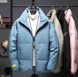 ANSZKTN 2020 Kış Yeni Kore Tarzı Kısa Erkek Ve Kadın'syouth Fermuar Pembe Marka Eğlence Kış Beyaz Ördek Aşağı Ceket G1115