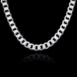 12 mm Curb Chain Necklace for Men Silver 925 Necklaces Chain Choker Man Fashion Male Jewelry Wide Collar Torque Colar289u