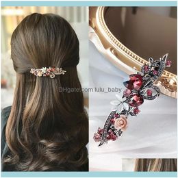 Headbands Jewelryclips Retro Crystal Flower Pin Light Luxury Fashionable Elegant Hair Aessories For Women Jewellery Whole Drop Delivery 2021 P
