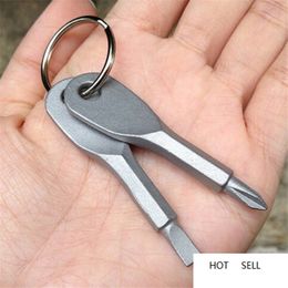 Portable Slotted Screwdriver Key Ring Stainless Steel keyring Hike Outdoor Multi Mini Pocket Repair Tool Gadget Camp