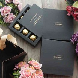 15.5*15.5*4cm 10set Elegant Valentine Chocolate Paper Box Gold Black Design Wedding Christmas Birthday Candy Packaging 210402