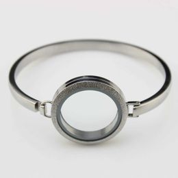 30mm 8' 316l Stainless Steel Bangle Screw Twist Glass Floating Charm Locket Bracelet As Christmas Gifts Q0717