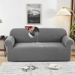 waterproof sofa cover for living room solid plain dyed couch over for pets and kids sofa skins elastic slipcovers 211102