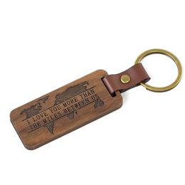 U&I Wholesale High Quality Wooden Keychain Straps Wood Blank Keychains Promotion Souvenir Gift Custom Logo Laser Engraving Keyring