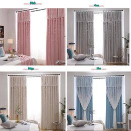 Curtain & Drapes Blackout Curtains For Living Room Kids With White Tulle Bedroom Hollow Star Window Kitchen Blinds