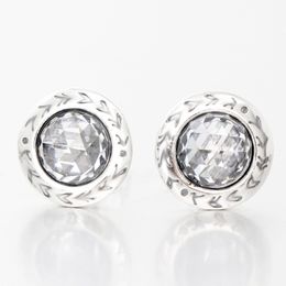 925 Sterling Silver Simple Classic Female Earring 11mm Round & Color Crystal Luxury Wedding Jewelry Earrings for Women Girl