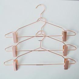 Nordic Style Rose Gold Metal Pants Hangers with Clips Clothes Skirt Display Rack for Clothing Store Wardrobe Organizer RRE12955