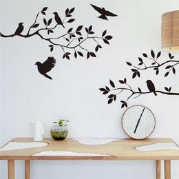 black tree branch wall stickers wall stickers of birds or home decor wall art decor 210420