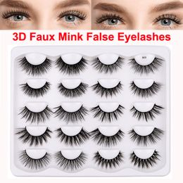 10 Pairs False Eyelashes 3D Faux Mink Lashes Handmade Dramatic Long Thick Soft Natural Wispy Fluffy Glam Volume Eyelash Reusable Eye Makeup