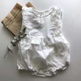 Infant Rompers Brand White Baby Clothes Ins born Girl Hollwed Sweet Ruffles Summer Clothings Price 210429