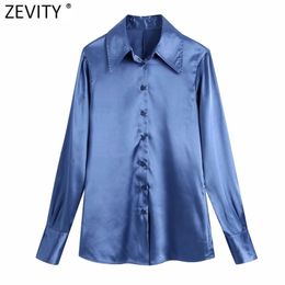 Women Simply Solid Colour Satin Casual Smock Blouse Office Lady Single Breasted Business Shirt Chic Blusas Tops LS9192 210416